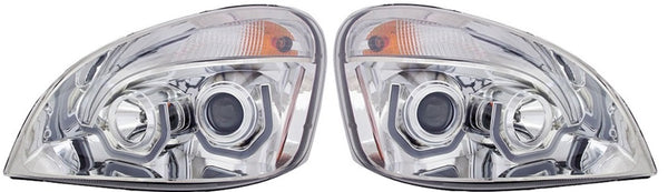 FREIGHTLINER CASCADIA '08-'14 H.L.(CHROME HOUSING&CLEAR PRJ.)(AMBER REFL.)(LIGHT BAR)